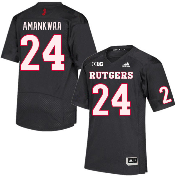 Men #24 Thomas Amankwaa Rutgers Scarlet Knights College Football Jerseys Stitched Sale-Black